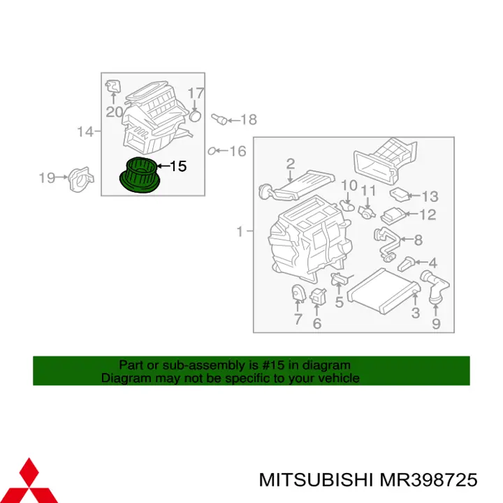 Silniczek wentylatora nagrzewnicy (ogrzewacza wnętrza) Mitsubishi Space Wagon (N8_, N9_)