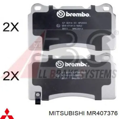 Klocki hamulcowe przednie tarczowe Mitsubishi MR407376 cena, od 50,06 USD