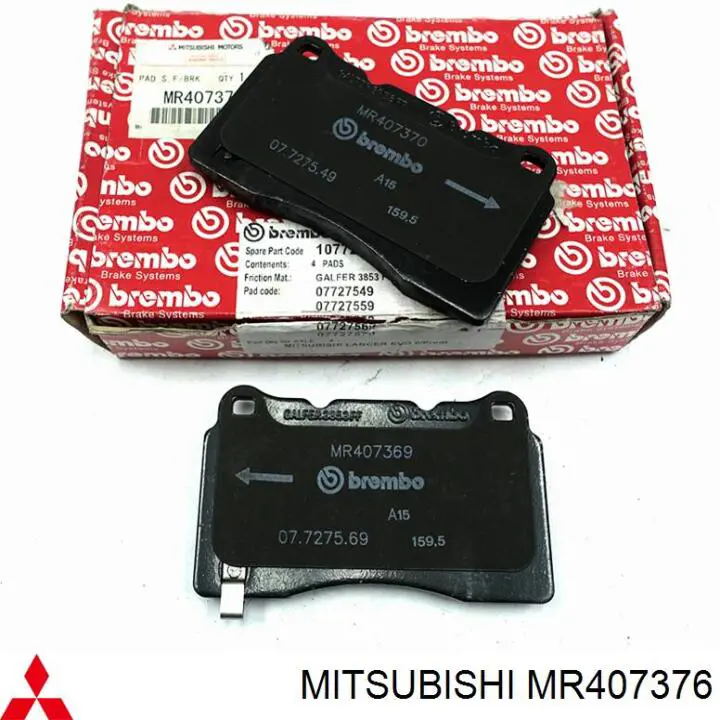 Do koszyka MR407376 Mitsubishi Klocki hamulcowe przednie tarczowe
