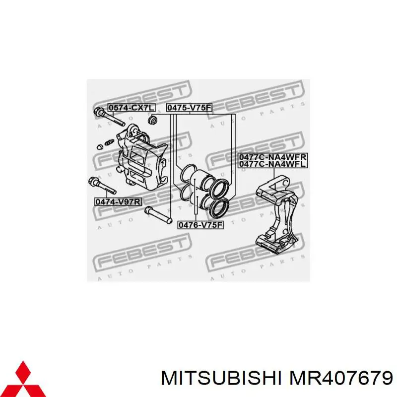 Do koszyka MR407679 Mitsubishi Jarzmo zacisku hamulcowego przedniego