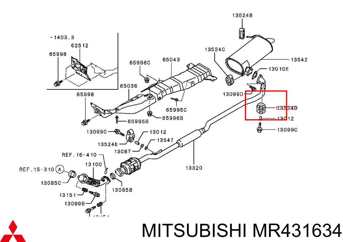 MR431634 Mitsubishi Poduszka mocowania tłumika