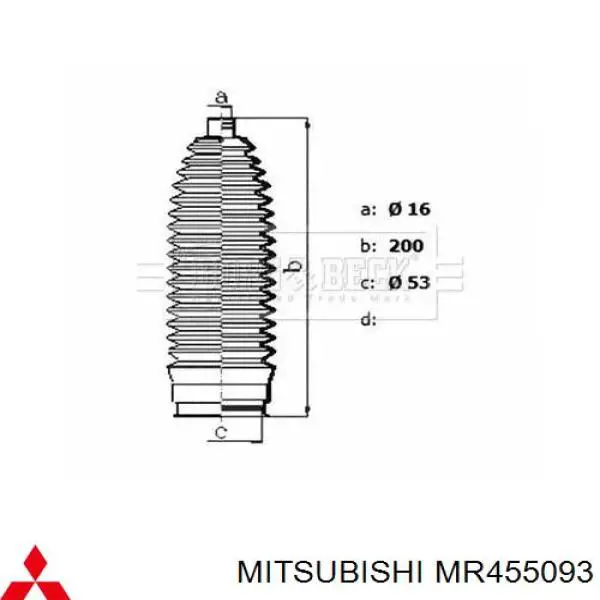 Do koszyka MR455093 Mitsubishi Osłona mechanizmu kierowniczego (maglownicy)