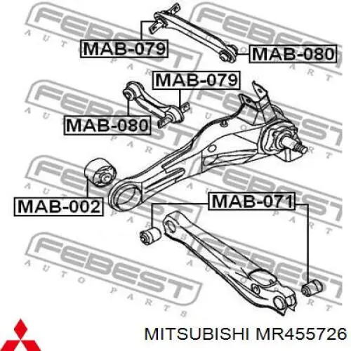 MR455726 Mitsubishi Silentblock tylnego wahacza podłużnego przedni