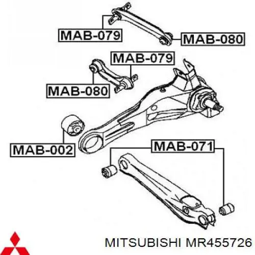 Silentblock tylnego wahacza podłużnego przedni Mitsubishi MR455726 cena, od 13,14 USD