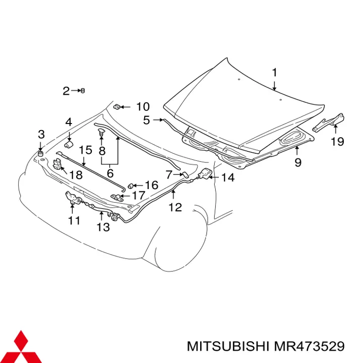 Zawias maski lewy Mitsubishi MR473529 cena, od 11,42 USD