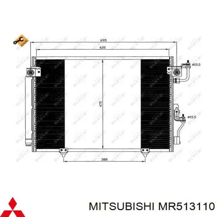 Chłodnica klimatyzacji Mitsubishi MR513110 cena, od 111,42 USD