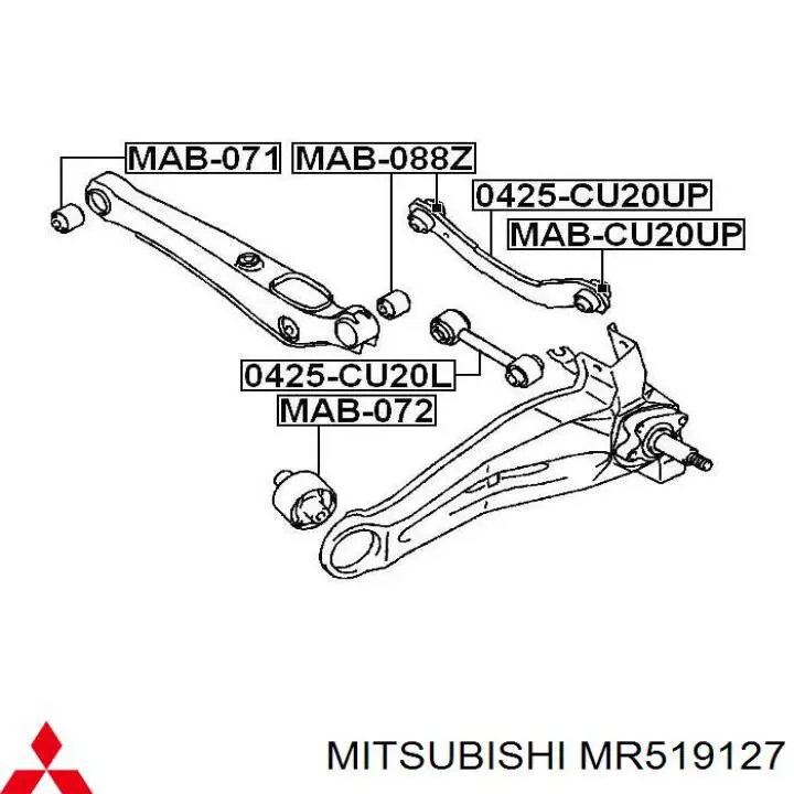 Do koszyka MR519127 Mitsubishi Silentblock wahacza podłużnego tylnego dolnego