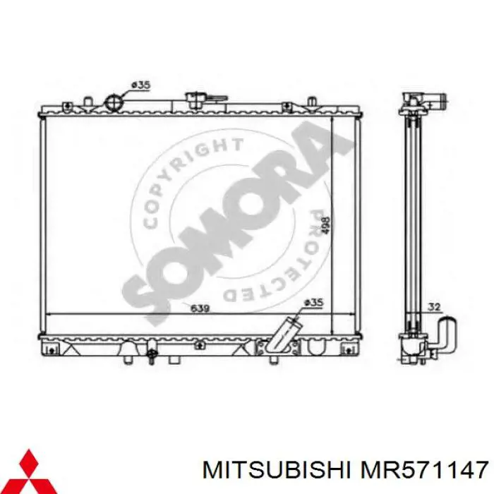 Do koszyka MR571147 Mitsubishi Chłodnica silnika