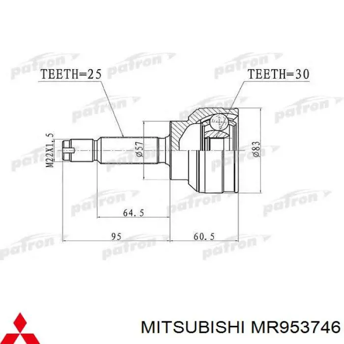 Półoś napędowa przednia prawa Mitsubishi MR953746 cena, od 114,94 USD