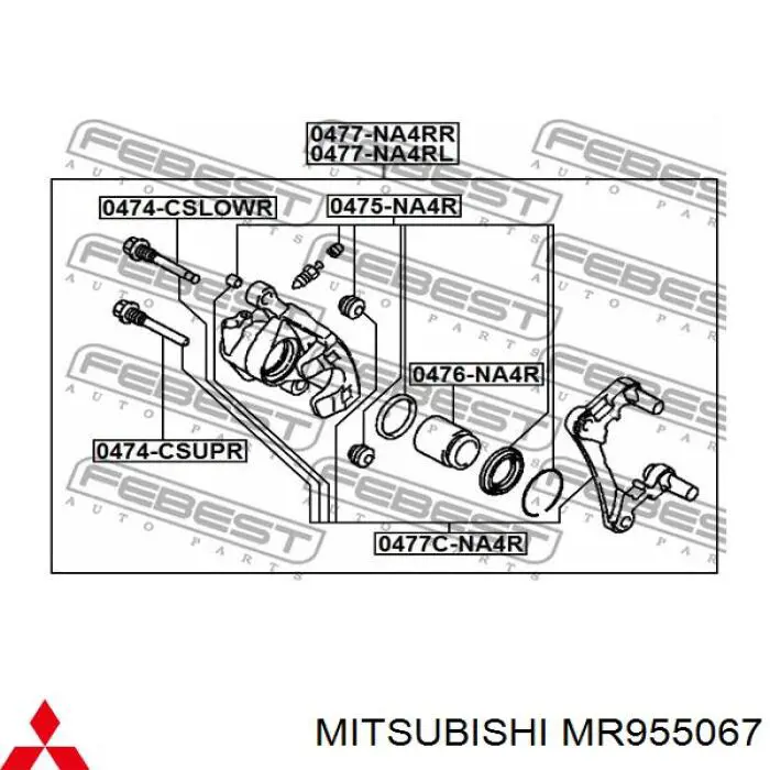 Zestaw naprawczy zacisku hamulcowego tylnego Mitsubishi MR955067 cena, od 10,32 USD