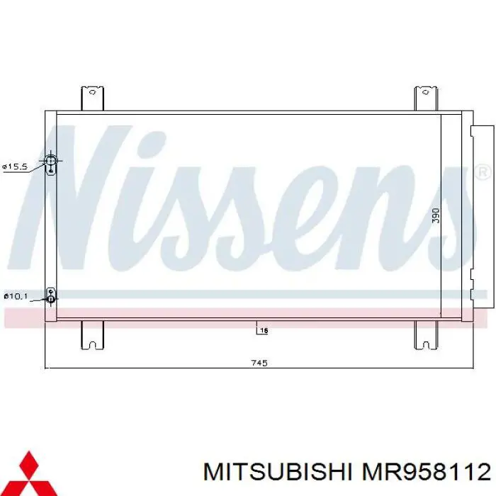 Chłodnica klimatyzacji Mitsubishi MR958112 cena, od 120,39 USD
