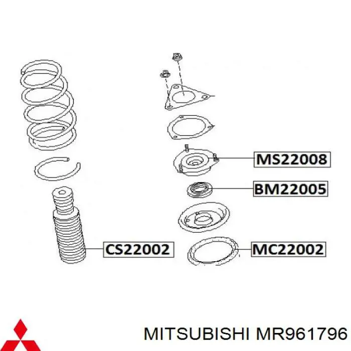 Do koszyka MR961796 Mitsubishi Łożysko podporowe amortyzatora przedniego