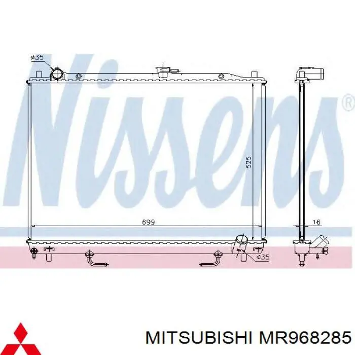 Do koszyka MR968285 Mitsubishi Chłodnica silnika