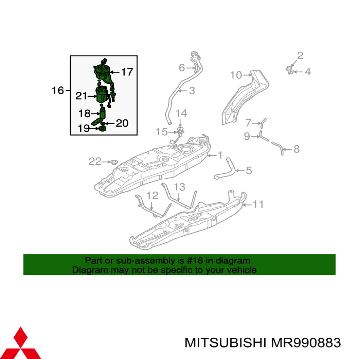 Moduł pompy paliwowej z czujnikiem poziomu paliwa Mitsubishi MR990883 cena, od 189,25 USD