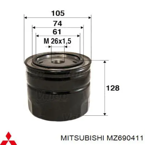 Filtr oleju Mitsubishi MZ690411 cena, od 16,14 USD