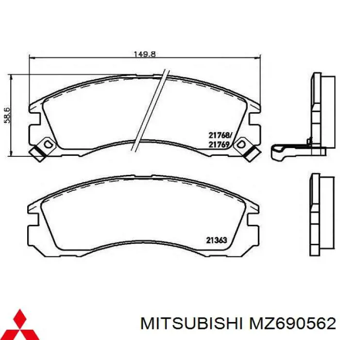MZ690562 Mitsubishi Klocki hamulcowe przednie tarczowe