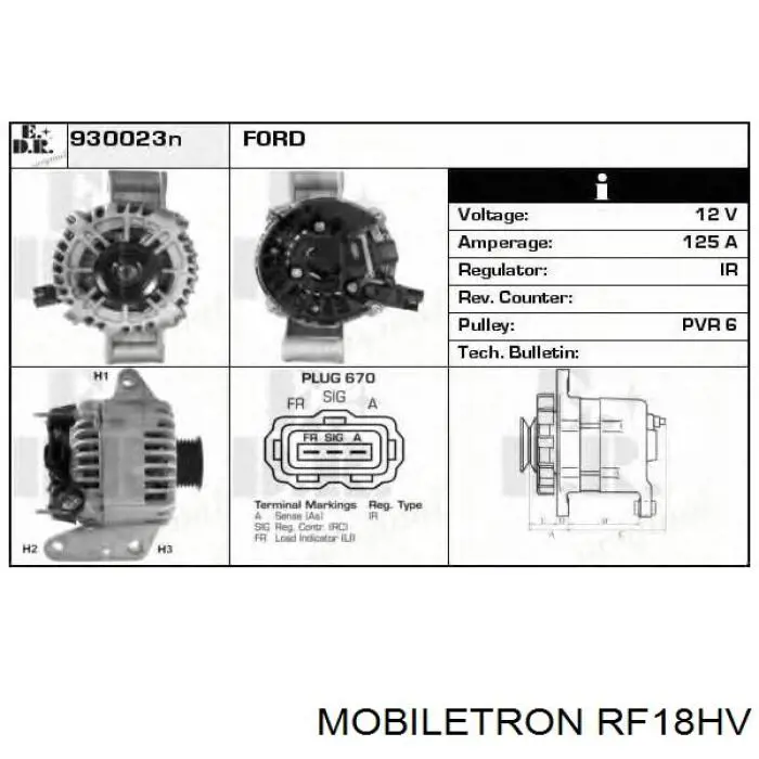 Mostek prostowniczy alternatora = Moster diodowy alternatora Mobiletron RF18HV cena, od 20,60 USD