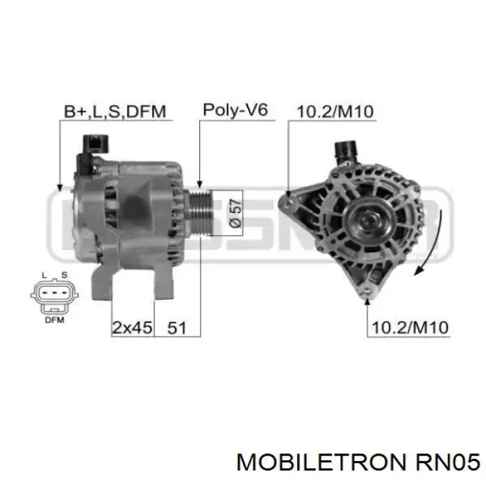 RN05 Mobiletron mostek prostowniczy alternatora = moster diodowy alternatora