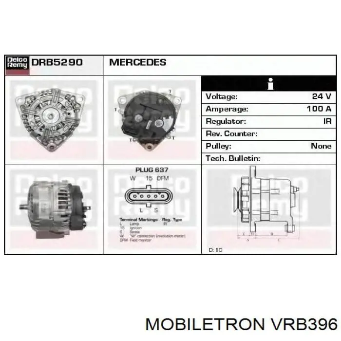 Do koszyka VRB396 Mobiletron Regulator alternatora (przekaźnik ładowania)