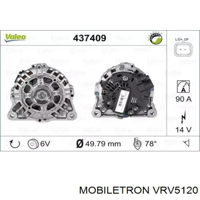 Do koszyka VRV5120 Mobiletron Regulator alternatora (przekaźnik ładowania)