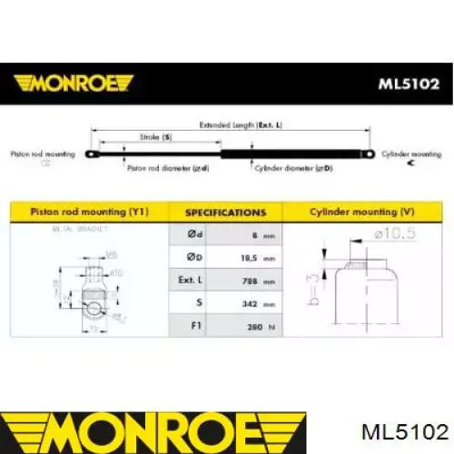 Do koszyka GS0101 Magneti Marelli Amortyzator maski lewy = siłownik maski lewy