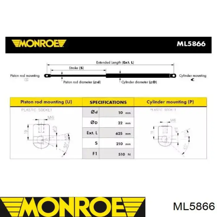 ML5866 Monroe amortyzator klapy bagażnika (3/5 drzwi-tylnych)