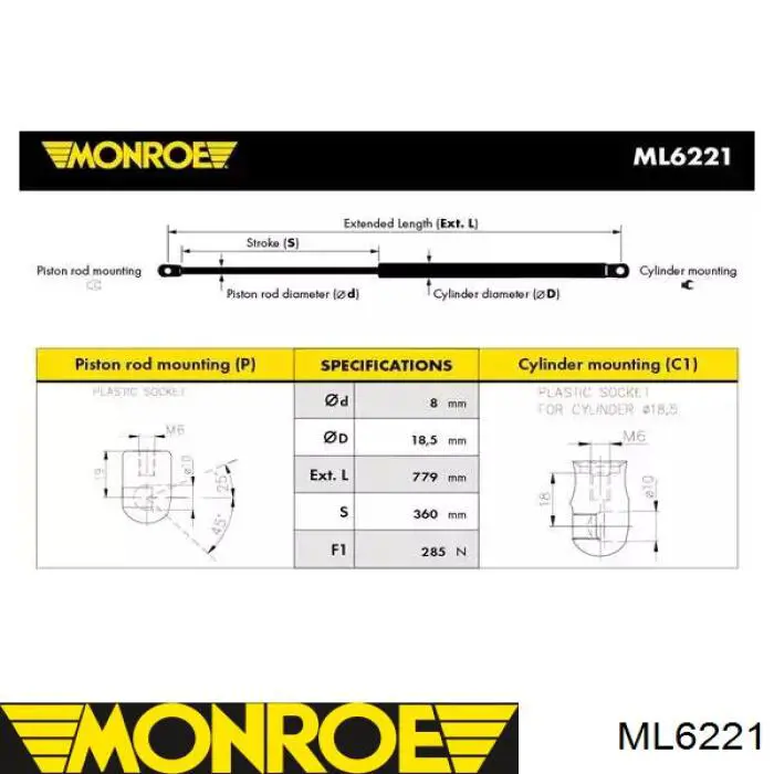 ML6221 Monroe Amortyzator maski