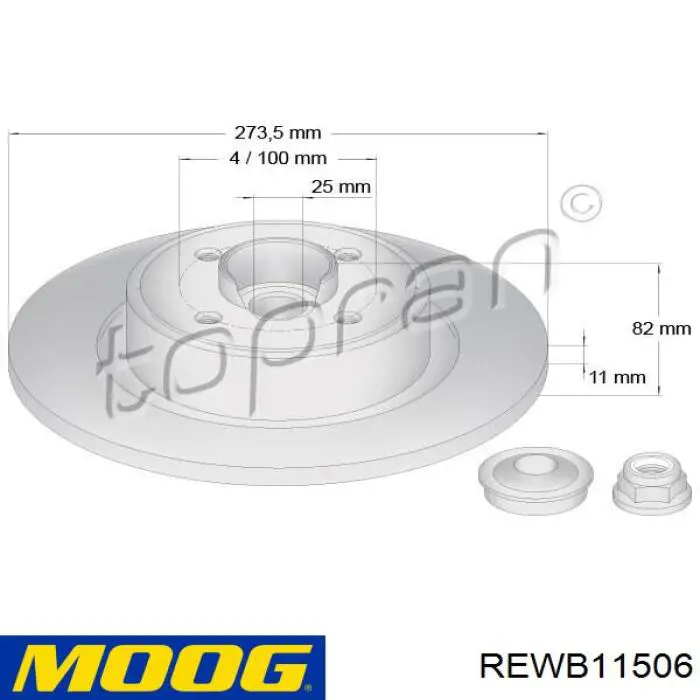 REWB11506 Moog Tarcza hamulcowa tylna