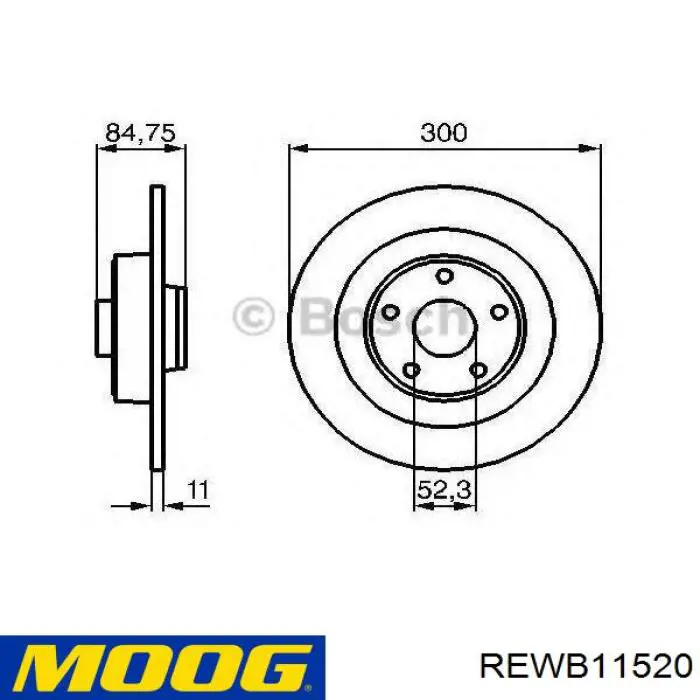 Tarcza hamulcowa tylna Moog REWB11520 cena, od 37,11 USD