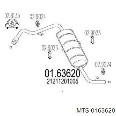 Tłumik, tylna część MTS 0163620 cena, od 65,65 USD