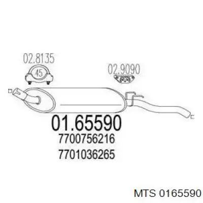 Tłumik, tylna część Toyota 174300R070 cena, od 473,31 USD
