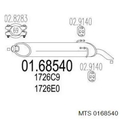 Do koszyka 0168540 MTS Tłumik, tylna część