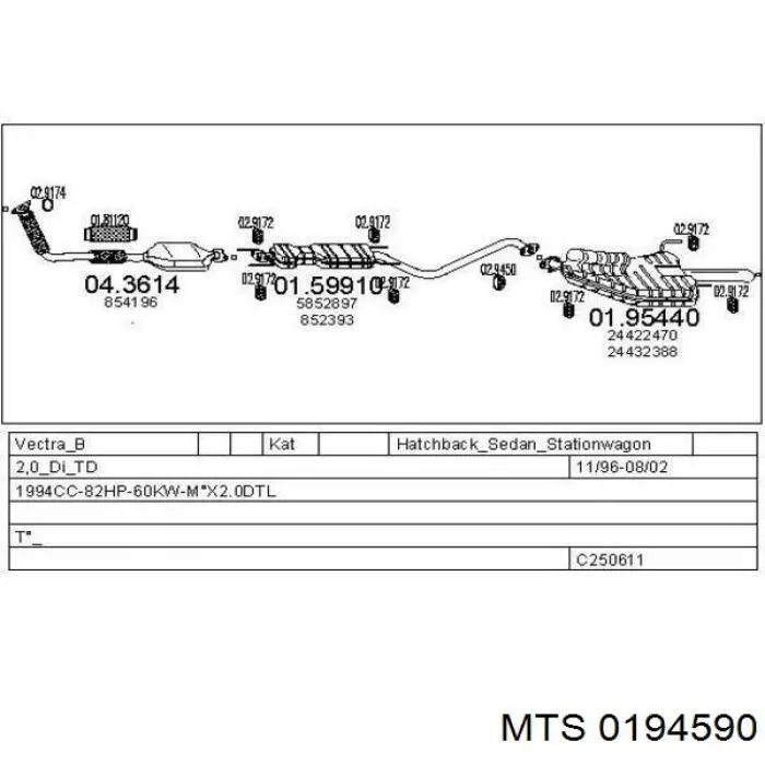 Tłumik, tylna część MTS 0194590