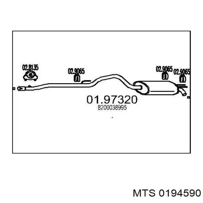 0194590 MTS Tłumik, tylna część