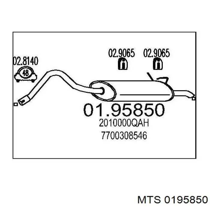 Tłumik, tylna część MTS 0195850 cena, od 63,96 USD