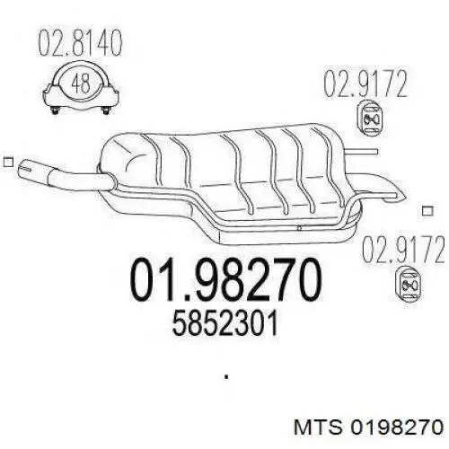 Tłumik, tylna część MTS 0198270 cena, od 116,58 USD