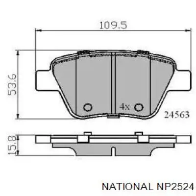 NP2524 National okładziny (klocki do hamulców tarczowych tylne)