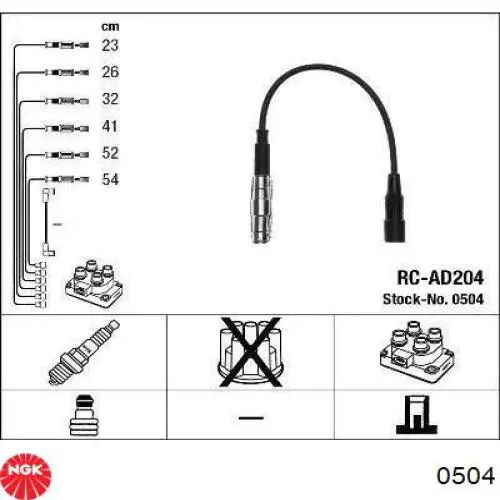 Zestaw przewodów wysokiego napięcia NGK 0504 cena, od 60,09 USD