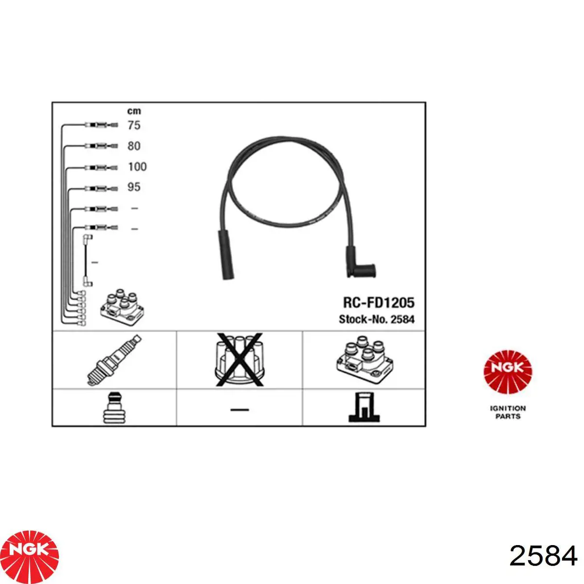 Zestaw przewodów wysokiego napięcia NGK 2584 cena, od 34,10 USD
