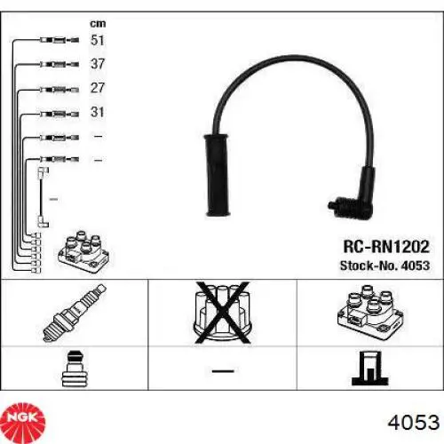 Zestaw przewodów wysokiego napięcia NGK 4053 cena, od 30,79 USD