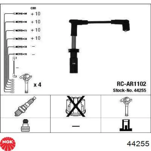 Do koszyka 44255 NGK Zestaw przewodów wysokiego napięcia