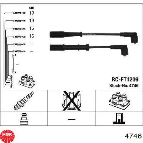 Zestaw przewodów wysokiego napięcia NGK 4746 cena, od 27,76 USD
