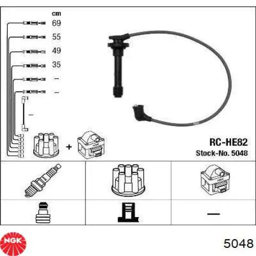 Zestaw przewodów wysokiego napięcia NGK 5048 cena, od 34,09 USD