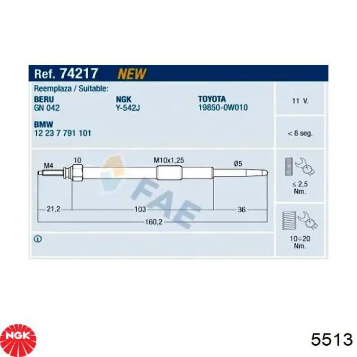 Świeca żarowa NGK 5513 cena, od 13,08 USD