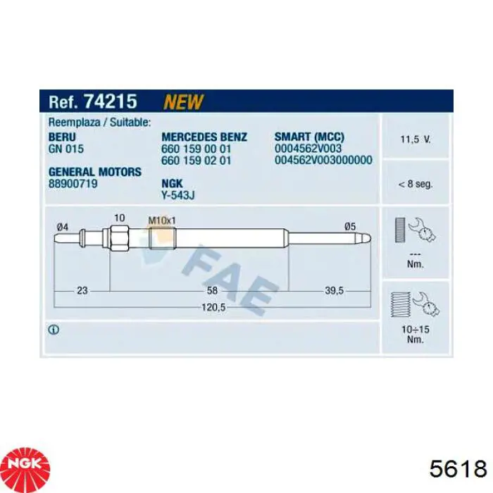 Świeca żarowa NGK 5618 cena, od 10,18 USD