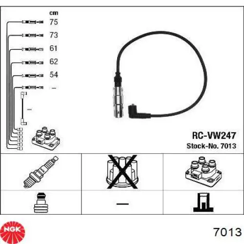 Zestaw przewodów wysokiego napięcia NGK 7013 cena, od 88,96 USD