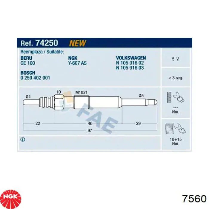 Do koszyka 7560 NGK Świeca żarowa