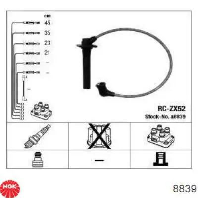 Zestaw przewodów wysokiego napięcia NGK 8839 cena, od 86,37 USD