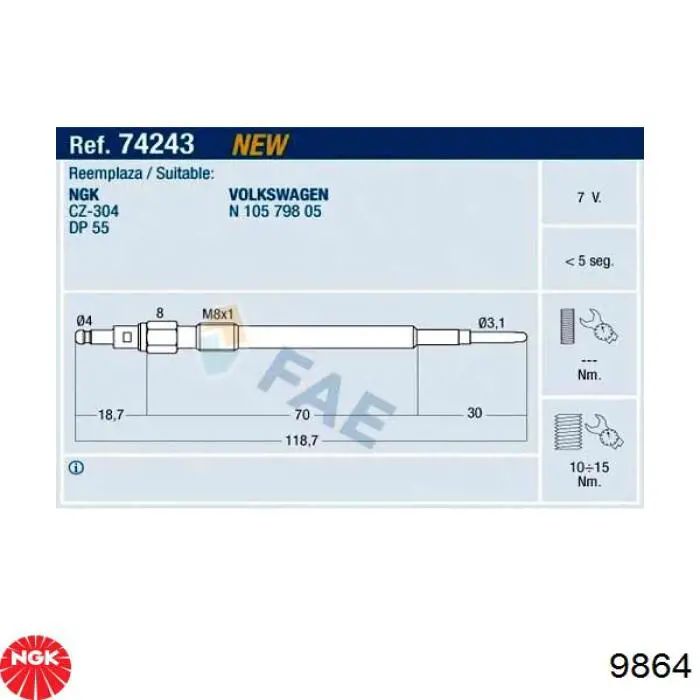 Do koszyka 9864 NGK Świeca żarowa