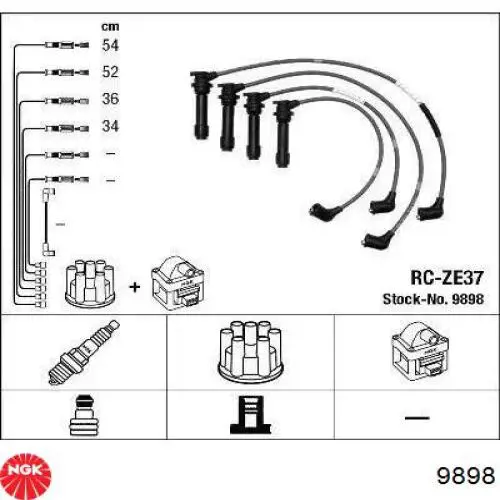 Zestaw przewodów wysokiego napięcia NGK 9898 cena, od 41,36 USD